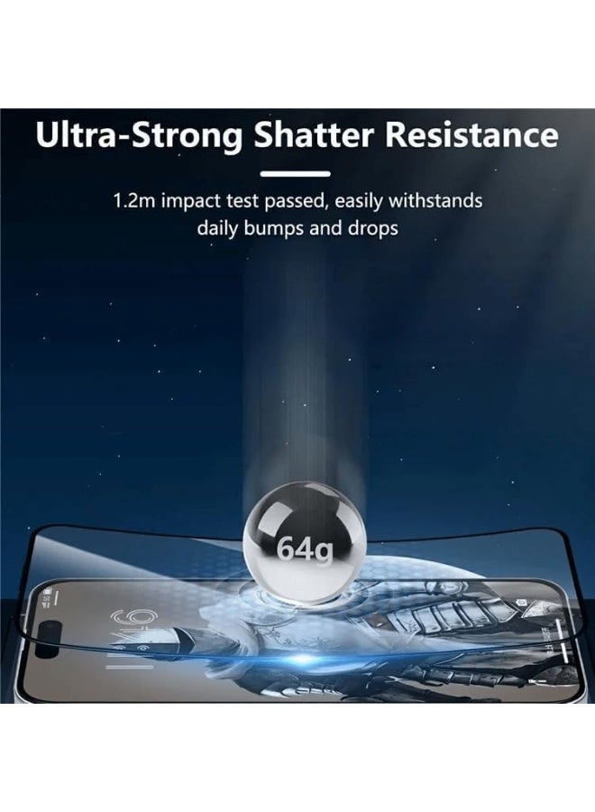 أكاليكس واقي شاشة لهاتف iPhone 15 Pro، واقي شاشة من الزجاج المقوى 9h، زجاج فائق الدقة، تركيب سهل، شاشة مضادة للصدمات، حماية ضد الخدش، متوافق مع iPhone 15 - Image 4